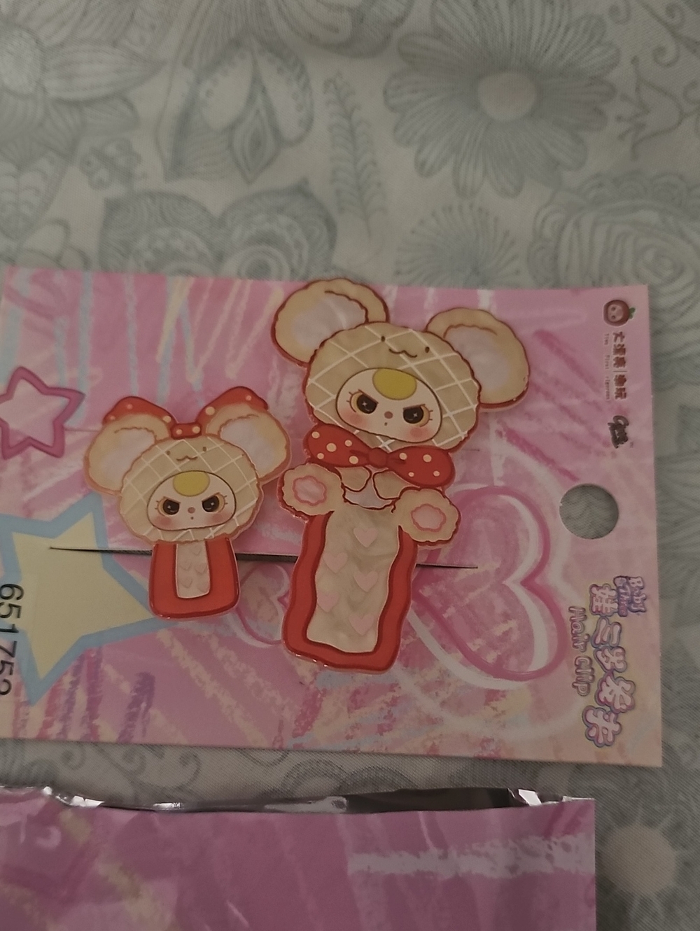 Baby 3 Cute Bear-Themed Pink Girl Hair Clips Set